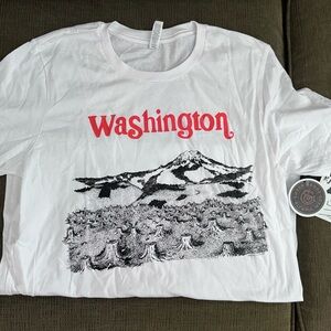 Bella Canvas White and Red Graphic Men's Washington state shirt